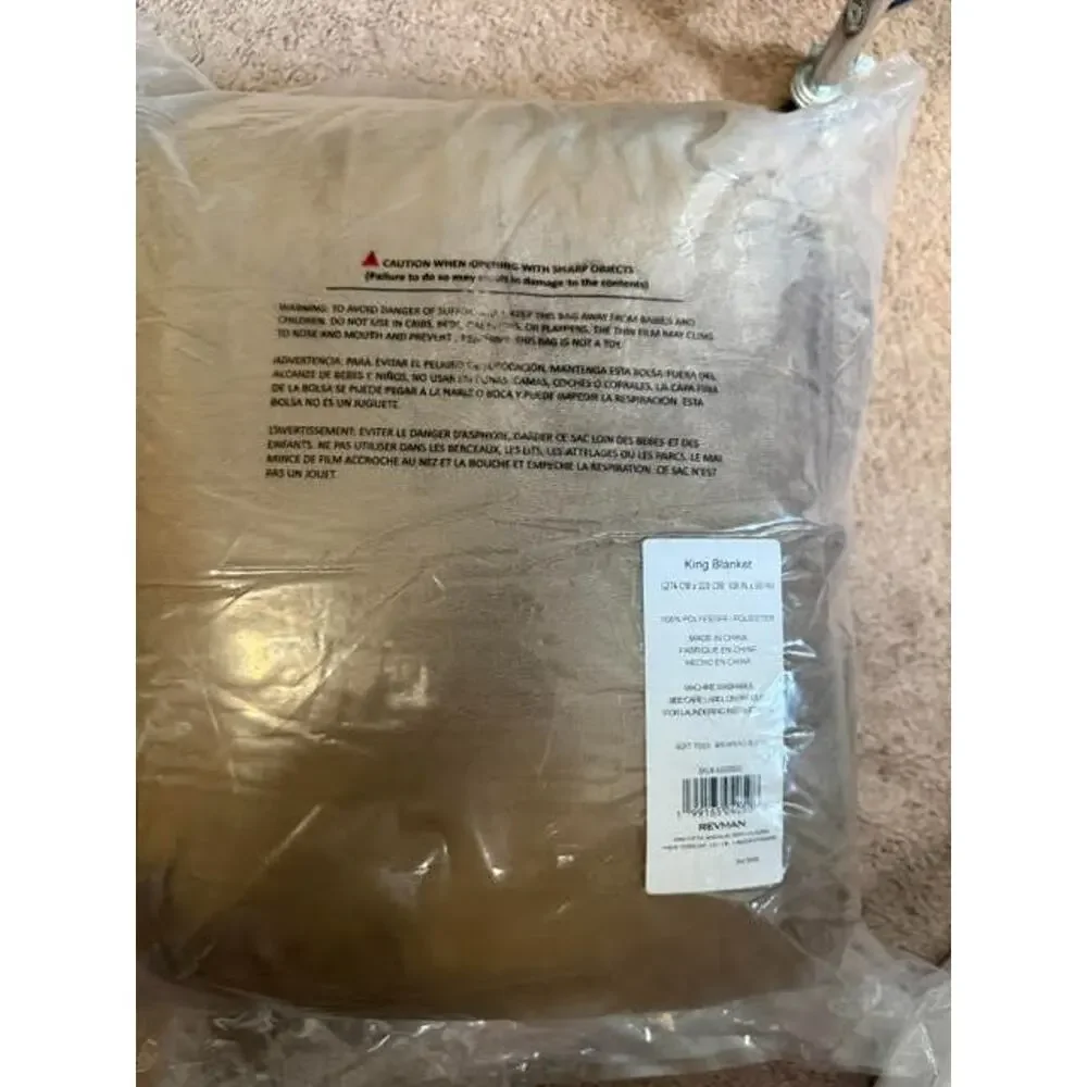 Nautica Soft Tides King Blanket Brown Ultra Plush Fleece 108x90 New